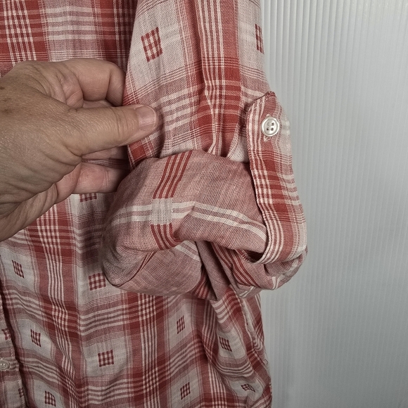 NWT Max Studio Red Plaid Lightweight 100% Cotton Button Down Tunic/Dress Size M - Picture 4 of 13
